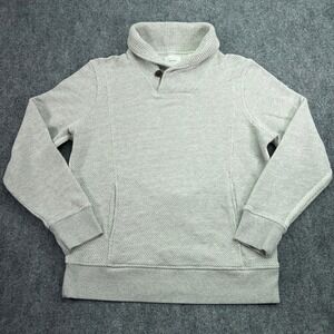 Billy Reid Sweatshirt Mens Large Gray Herringbone Shawl Collar Pullover